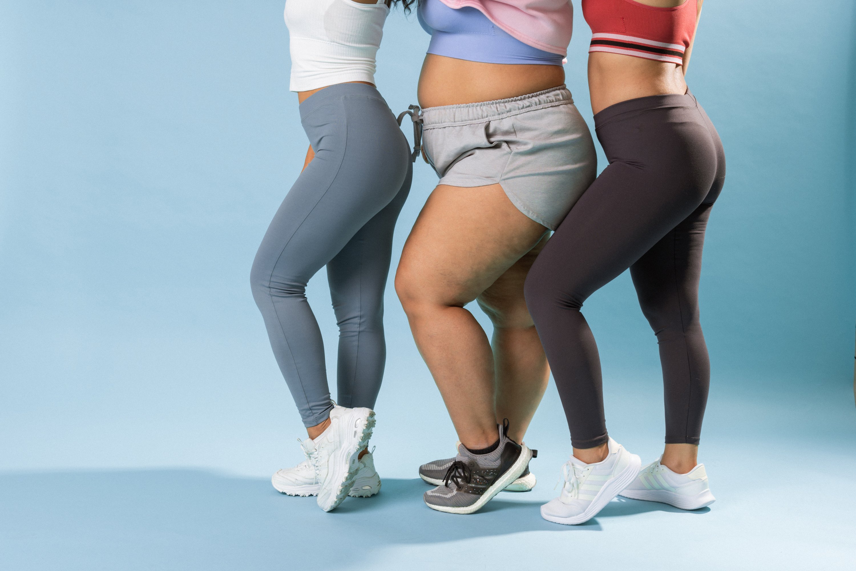 Women in Activewear  on Blue Background